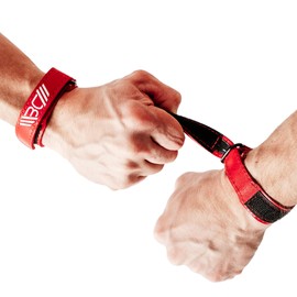 WARM BODY COLD MIND Premium Leather Wrist Wraps for Crossfit, for Weightlifting, Powerlifting, Bodybuilding, Deadlift, Strength Training and Wrist Support (Red Basic, Small)