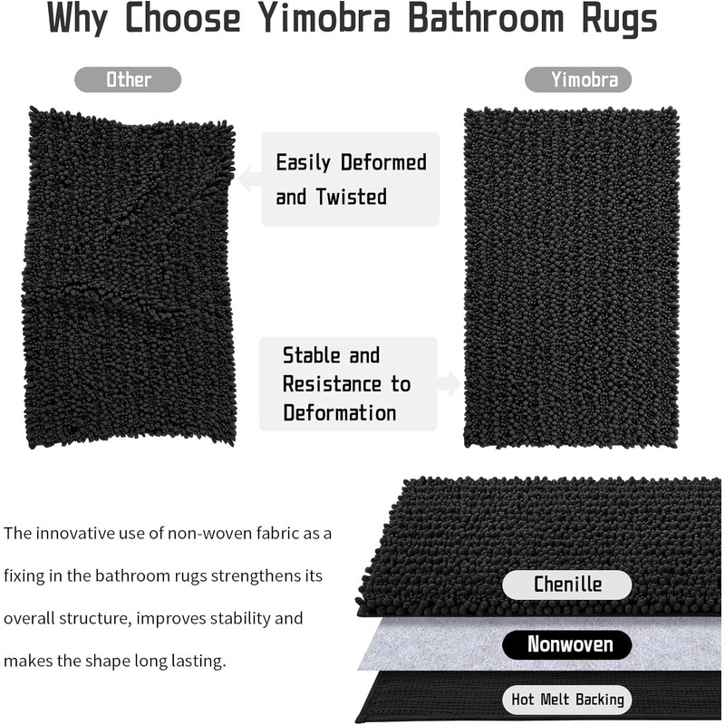Yimobra Original Luxury Chenille Bath Mat, 43 x 61 cm,