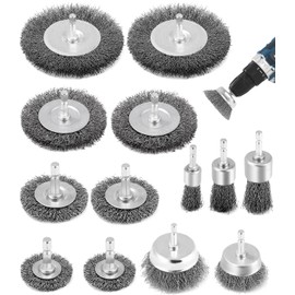 13-Piece Cordless Screwdriver Steel Brush, Wire Brush Drill Set with Hexagonal Bar, 6 mm Wire Brush, Cordless Screwdriver, for Drill, Polishing, Grinding, Rust Removal, Deburring