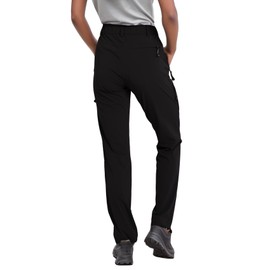 SYKROO Hiking Pants for Women Waterproof Quick Dry Cargo Pants Travel Camping Workout Pants Mountain Trouser with Pocket Black-M