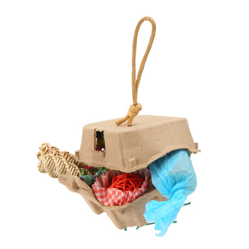 Bird Foraging Box Toys Fun Colorful Shredding Paper Sola Wood