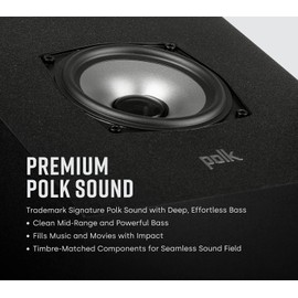 Polk Audio Polk Monitor XT90 Hi-Res Height Speaker Pair for 3D Sound Effect - Dolby Atmos-Certified, DTS:X and DTS Virtual:X Compatible 4" Dynamically Balanced Woofer, Midnight Black