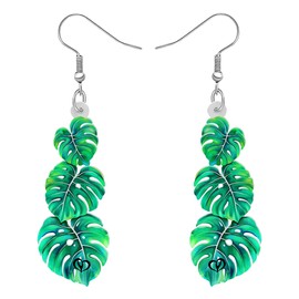 RAIDIN Acrylic Cute Palm Leaves Dangle Hook Earrings for Women Girls Green Plant Leaf Summer Ornament Jewelry Gifts for Holiday Beach Party Birthday Decorations (Green)