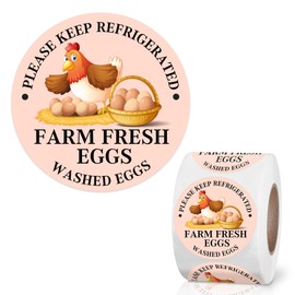 2 inch Farm Fresh Eggs Carton Labels, Colorful Round Egg Carton Stickers Self Adhesive Eggs Stickers Egg Carton Labeling for Chicken Eggs (500PCS)