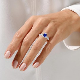 Heart Birthstone Claddagh Ring 925 Sterling Silver Elegant 6MM Tanzanite Rings Irish Jewelry Good Luck Gift for Women Size 6.5