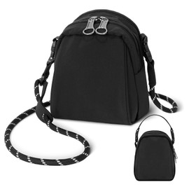 Asgens Crossbody Bag Sling Purse for Women Men Girls, Multi Position Cute Handbag Clutch Purse with Zipper Closure - Black