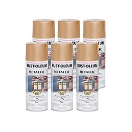Rust-Oleum 286524-6PK Stops Rust Metallic Spray Paint, 11 oz, Warm Gold, 6 Pack