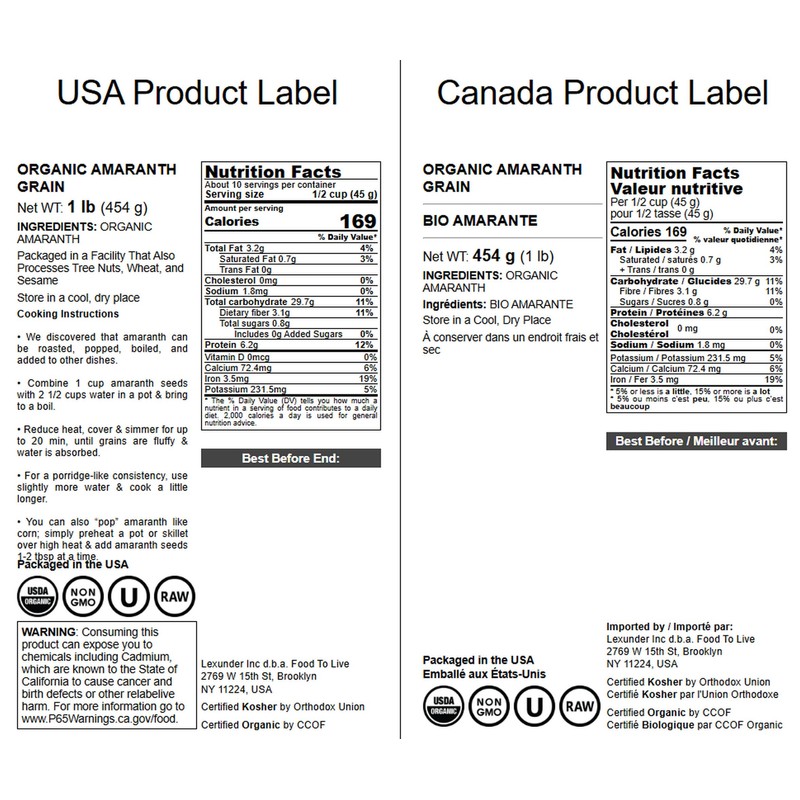 Food to Live Organic Amaranth Grain, 1 Pound – Non-GMO,