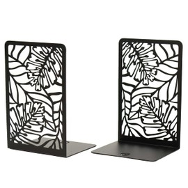 CNK Book Ends, Premium BookEnds for Bookend Shelves, Book Stopper Metal Book Ends for Home Office Heavy Books, Book Shelf Holder, Home Decorative, Book Stoppers, Book Holder (Tropical Black)