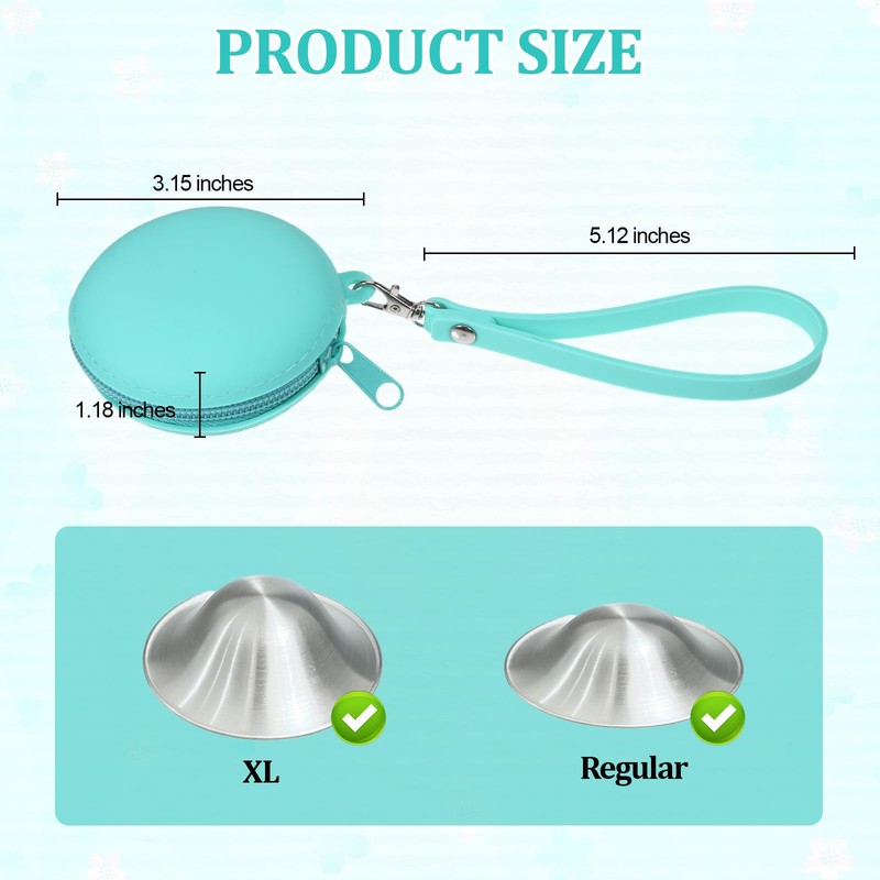 Green Silicone Nipple Shield Case, Silver Nursing Cups Case, Portable