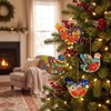 Arrowbash 16 Pcs Christmas Floral Bird Ornament Wooden Flat Ukrainian