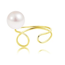 Lara Cristy le56-0014 PT900 K18 Pearl Ear Cuff, Akoya Pearl, Single Grain, Yellow Gold, pearl