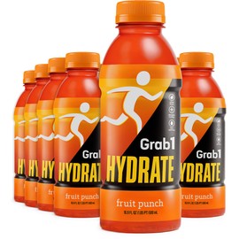 Grab1 Fruit Punch Hydrate Electrolyte Sports Drink, 16.9 fl oz (12 Pack) Essential Electrolytes | Thirst-Quenching Hydration