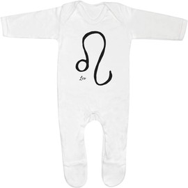 Azeeda 6-12 Month 'Leo Zodiac Symbol' Baby Romper Jumpsuit/Sleep Suit (SS00078644) White