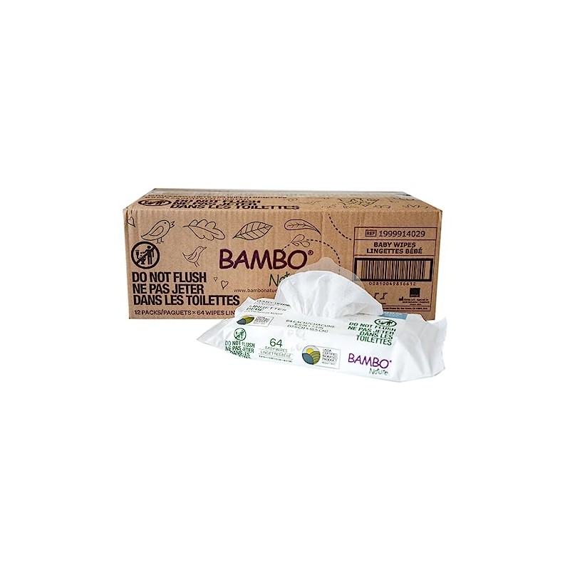 Bambo Nature USDA Certified Biobased Baby Wipes 64 Count