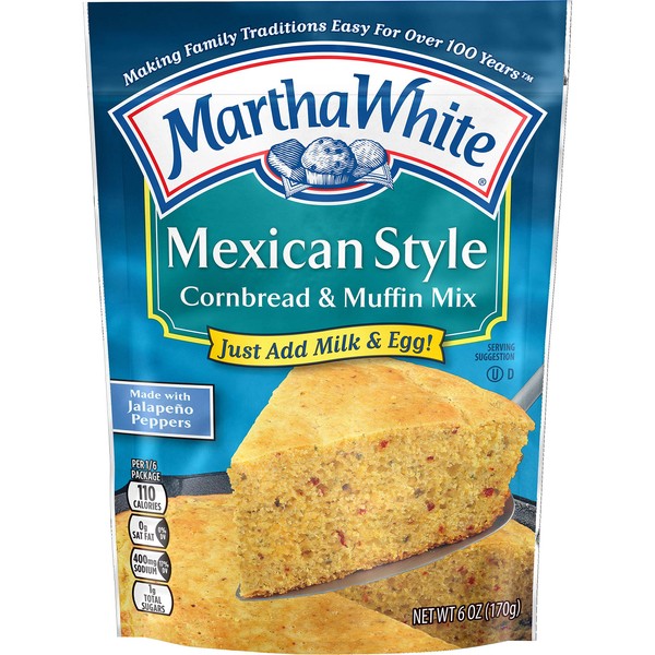 Martha White Mexican Style Cornbread and Muffin Mix, 6-Ounce Packages (Pack of 12)