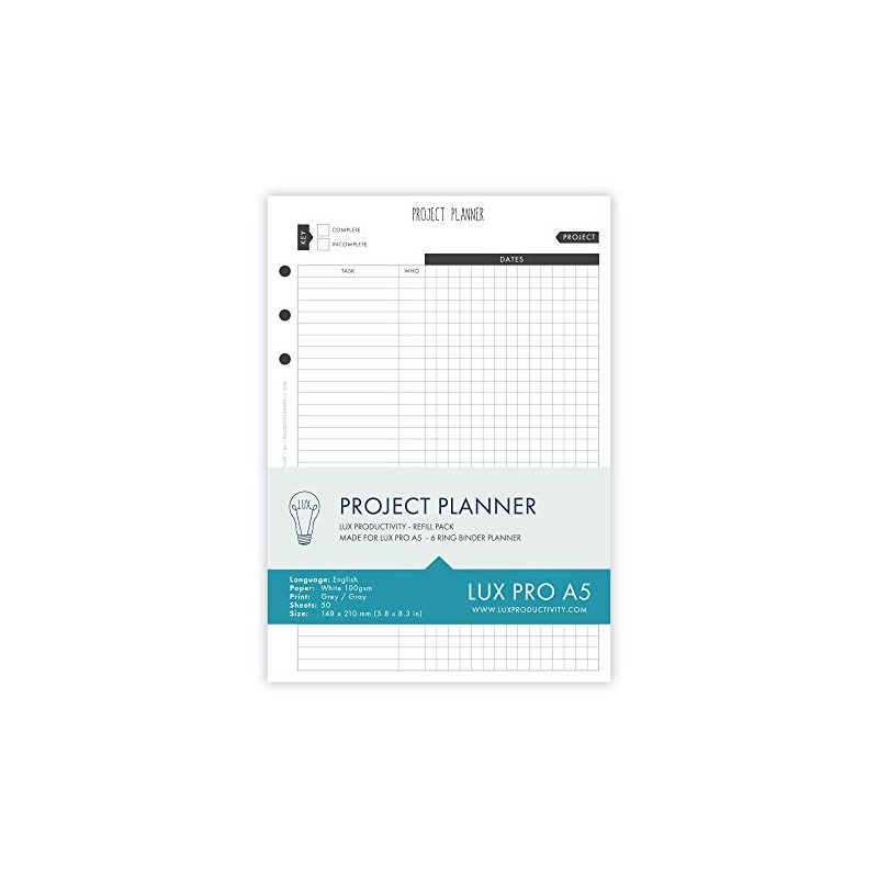 LUX PRO A5:Project Planner - LUX Productivity Refill Pack -