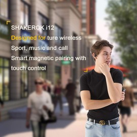 SHAKEROK Wireless Earbuds, Touch Control HD Stereo Sound Bluetooth 5.0 Wireless Earphones in-Ear with Charging Box, 15H Playtime Sport Cordless Headphones IPX5 Waterproof for Running, Wireless Headsets Built-in Microphone(Black)