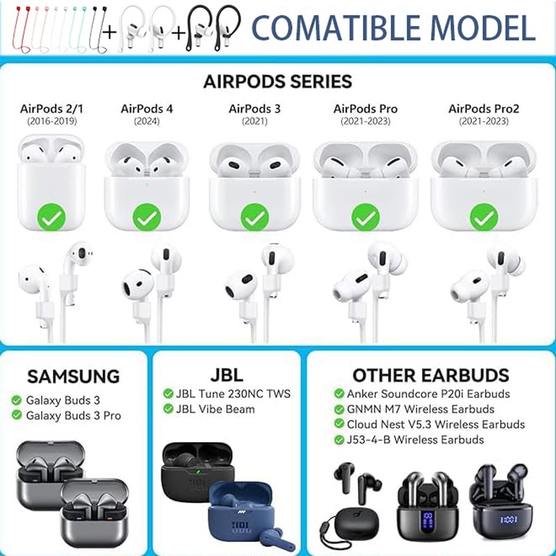 (5 Pack Straps + 4 Pack EarHook+1 Pack Lanyard) Ultra