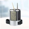 jojofuny Multifunctional Pen Organizer with Digital Clock Steel Wire Mesh
