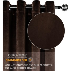 SMILETIME Brown 90in Long Luxury Velvet Curtain Panels with Grommet, Insulated Soft Privacy Noise Reducing Velvet Window Drapes Thicker Velvet Pinch Pleat Curtains for Living Room, 2 Panels, 52W x 90L