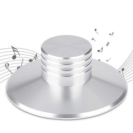 Vinyl Record Weight Clamp Metal Disc Stabilizer with Display Rotation Speed of Lp Disc, Suitable for Adjusting Lp Vinyl Record Player, Cd Player, Case, Speaker.(Silver)