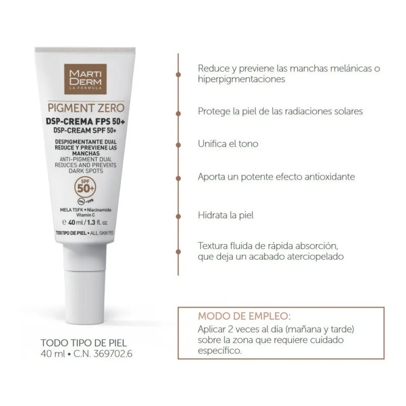 Martiderm Pigment Zero Dps- Crema Fps 50 Momento de aplicacin
