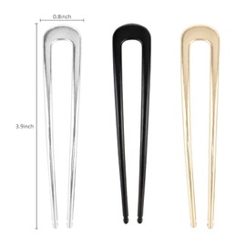Semato 3pcs French Hair Pin hair Sticks U-Shaped French Pins Metal Hair Pins for Women French Twist Hair Pin Hair Fork