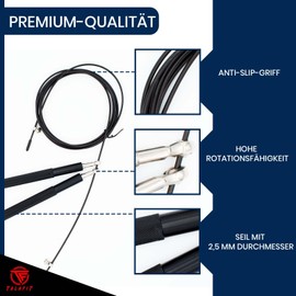 Professional Skipping Rope Crossfit TALAFIT | Adjustable Fitness Skipping Rope | Skipping Rope | Boxing Rope | Skipping Rope with High Speed Ball Bearings | Includes Bag (Black) (Red)