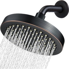 Nuodan High Pressure Rain Shower Head with Arm - High Flow Rainfall Showerhead - Luxury Modern Look - Pressure Boosting (6" Shower Head with 6" Arm, Oil Rubbed Bronze)