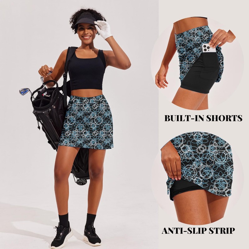 Ekouaer Workout Running Compression Basic Skirts Skorts with Pocket Women