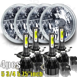 AQJ 4x 5.75" 5-3/4" Round LED Headlights Projector Beam for Dodge Coronet