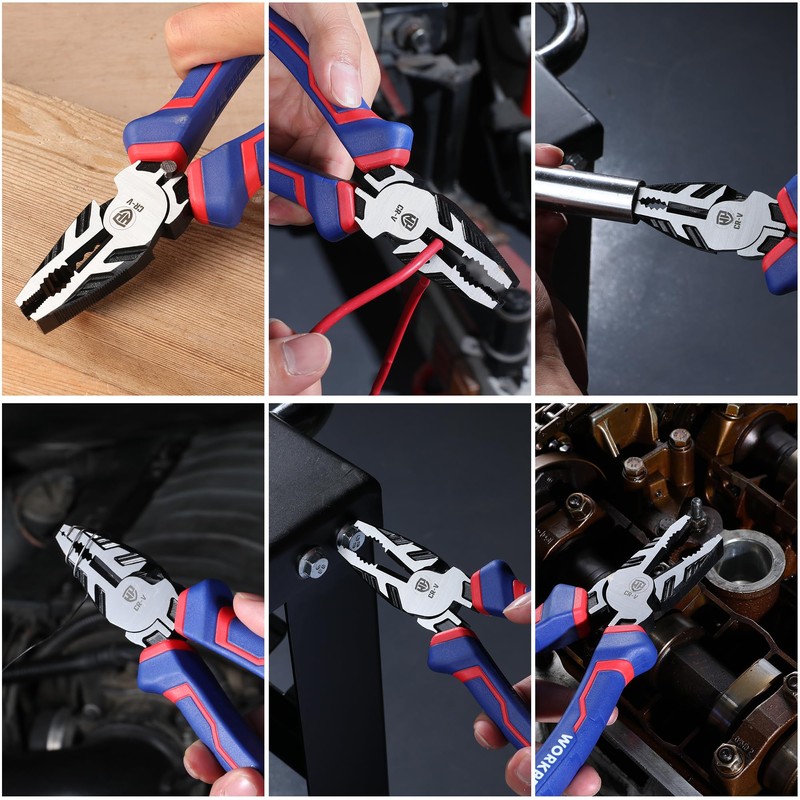 WORKPRO 8" Linesman PRO Screw Extractor Pliers(Combination Pliers) with Unique