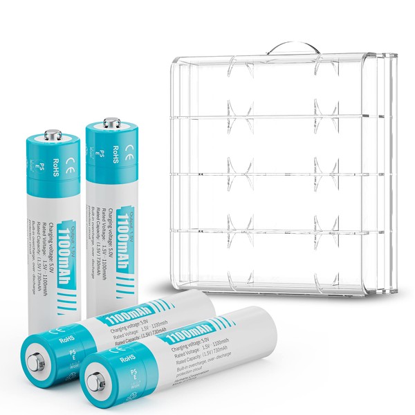 CZVV - Baterías recargables AAA de 1,5 V, paquete de 4 baterías recargables de iones de litio AAA de 1100 mWh (paquete de 4)