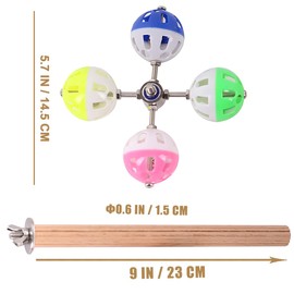 Bird Toys for Parakeet, Exercise Rotating Swing for Parrot Budgies Cockatiel with Textured Stand Perch, All Stainless Steel Parts (Multicolor, 1 Pack)