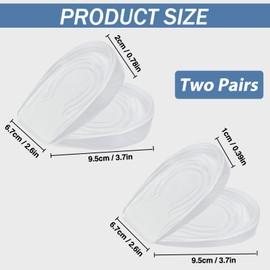 2 Paar Gel Fersenpolster Fersenkissen Fersenerhöhung, 1cm+2cm Transparente Schuheinlagen Erhöhung, Silikon Fersensporn Einlagen, Fersensporn Einlagen, Fersenkeil Schuherhöhung für Männer und Frauen