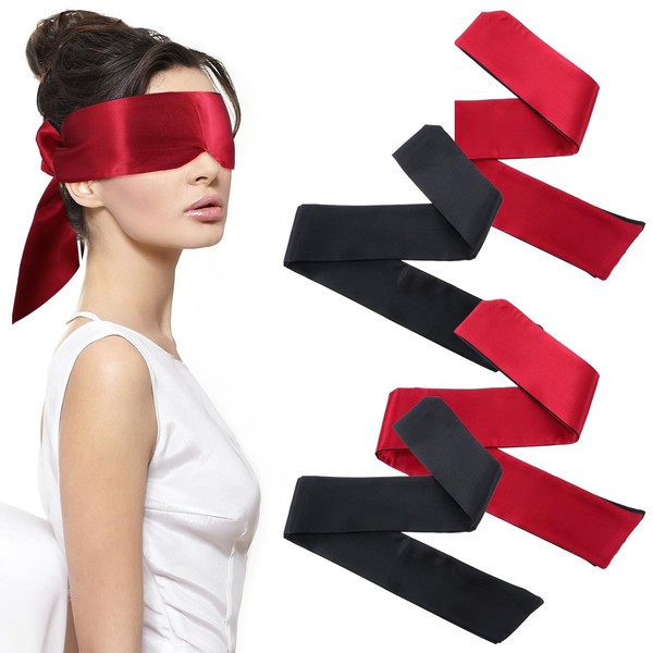 4 Stück Satin Augenbinde Schlafen,Weiche Reise Schlafmaske Augenbinden,V-Ausschnitt Verstellbare Augenabdeckung,Paare