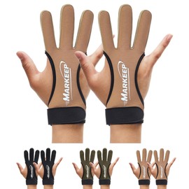 MARKEEP Archery Gloves 2 Pack Shooting Hunting Leather Guard 3-Finger Guard for Youth Adult Man Woman and Beginner Recurve Arrow Bow Archery Protective Gear Accessories