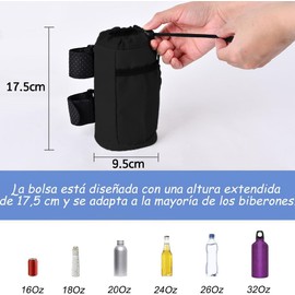 Portabotellas para Bicicleta Extraíble, Cierre de Cordón, Negro
