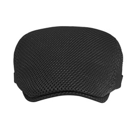 Ylucky Men Mesh Flat Cap Summer Breathable Adjustable Newsboy Beret Ivy Irish Fishing Hat Driving Cabbie Hunting Cap Black