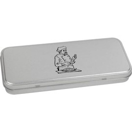 Azeeda 'Culinary Chef Tastes Food' Metal Hinged Stationery Tin/Storage Box (TT00236374)