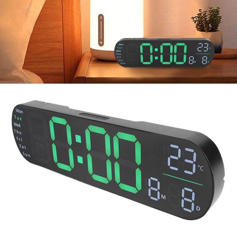 Digital Wall Clock Large Display with Remote Control Auto Brightness