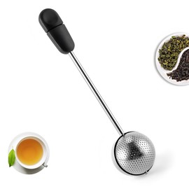 Kuskins Stainless Steel Tea Ball Infuser with Rotating Handle, Fine Mesh Tea Strainer for Loose Leaf Tea, Premium Sphere Metal Filter Fits Most Cups & Teapots, Easy to Clean (Silver)