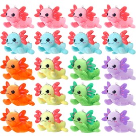 WinnerWhy 20 Pcs Mini Plush Axolotl Stuffed Animal Keychains Bulk Axolotls Party Favors Small Axolotl Plush Gifts Ornament for Birthday Party Graduation Prize Baby Shower Favors(Multicolor)