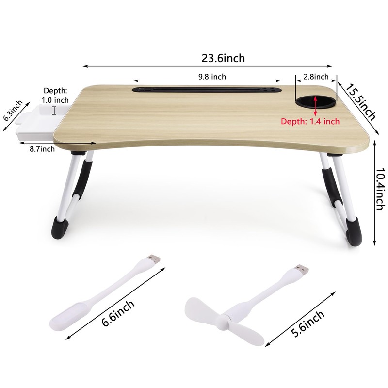 Slendor Lap Desk with Tablet Slot, Foldable Laptop Table with