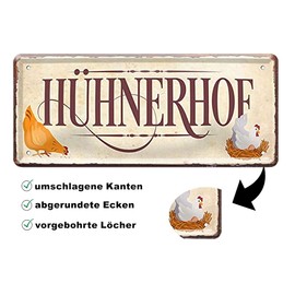 schilderkreis24 Tin Sign 28 x 12 cm - Funny Sayings - Robust Metal Wall Decoration for Home, Office & Shop (Chicken Yard)