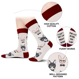 Funny Cat Socks for Women Mom Teen Girls - I Can’t Get Up Right Now The Cat is On My Lap Socks Animal Novelty Cool Socks-Mothers Valentines Day Cat Lover Gifts Christmas Stocking Stuffers