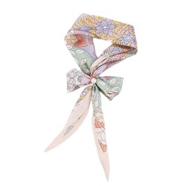 Satin Neckerchief for Women, Silk Like Rhombus Scarf for Hair Wraps and Handbag Handle Ribon Scarf Accessories with Scarf Rings (Floral)