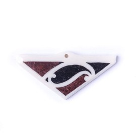 81stgeneration Women's Men's White Bone Maori New Zealand Kowhaiwhai Red Black Triangular Pendant Necklace