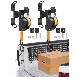 Dual-Pivot Retractable Ratchet Straps for MOLLE Panel Holes, Multi-Angle Rotation Tie Down Straps for Vehicle, SUV, Trucks